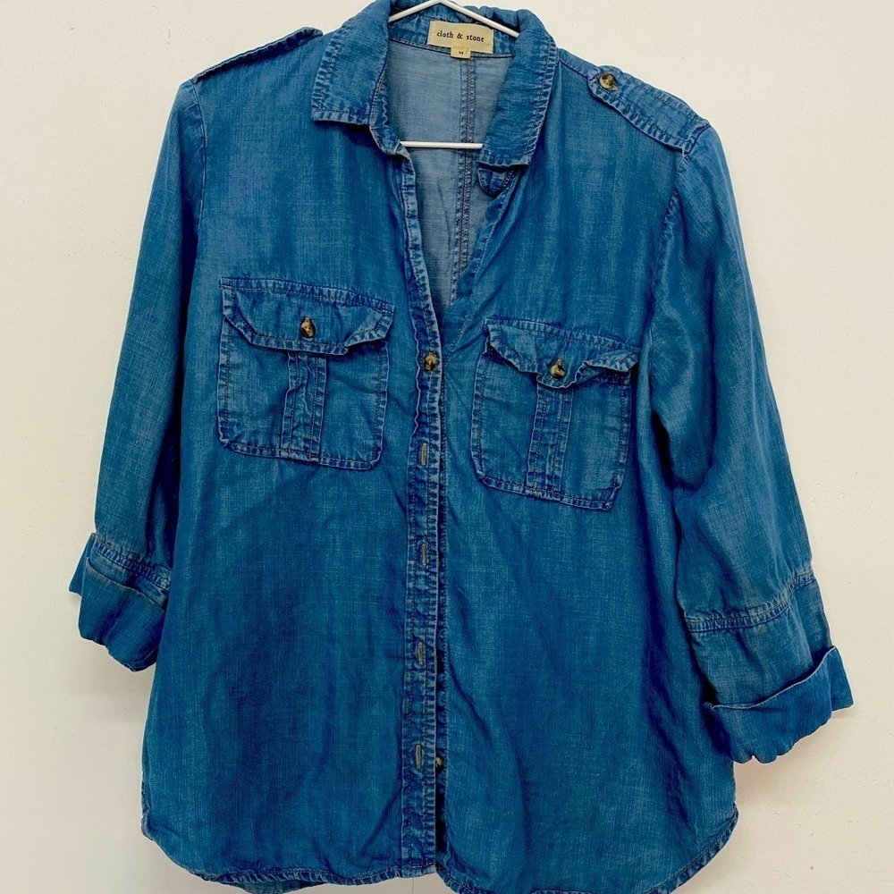 Cloth & Stone Tencil Button Up Top, M